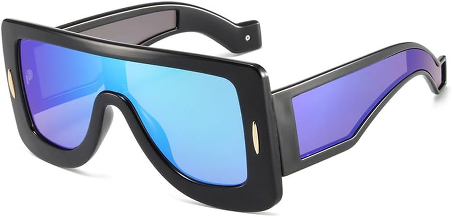 

Модные большие цельные солнцезащитные очки для мужчин, цветные зеркальные очки-маски UV400, женские роскошные солнцезащитные очки с заклепками HVTVTLA, Black Green Mirror