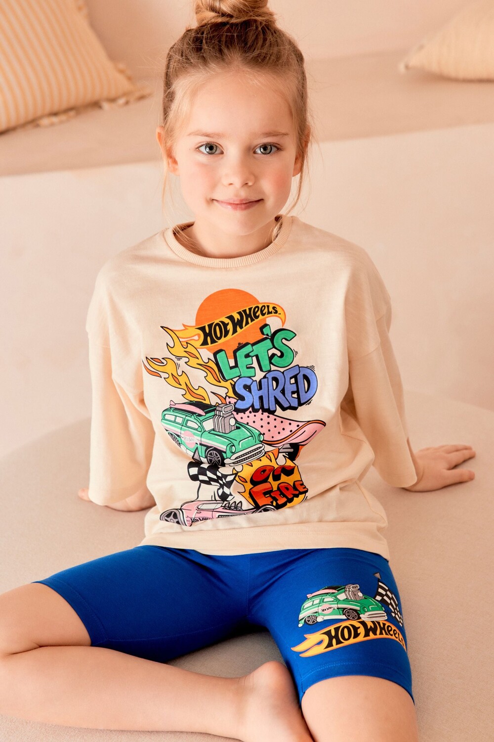 

Короткие пижамы с мотивом Hot Wheels с лицензией (3-16 лет) Next, синий