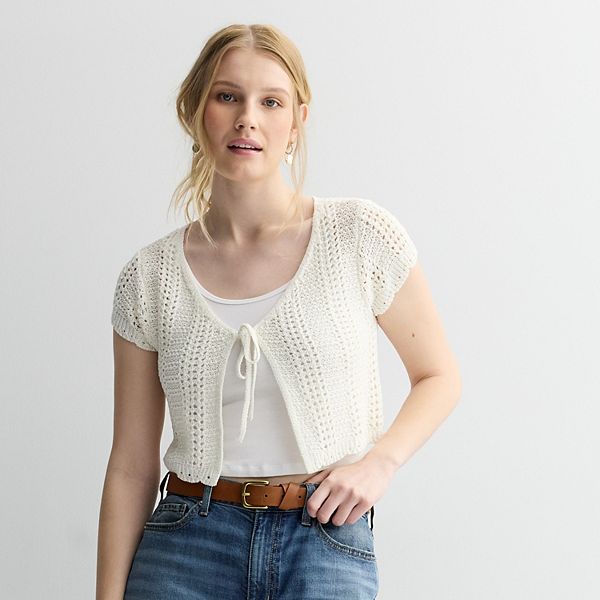 

Кардиган с коротким рукавом и завязкой спереди для подростков Pink Rose, Vanilla Cream