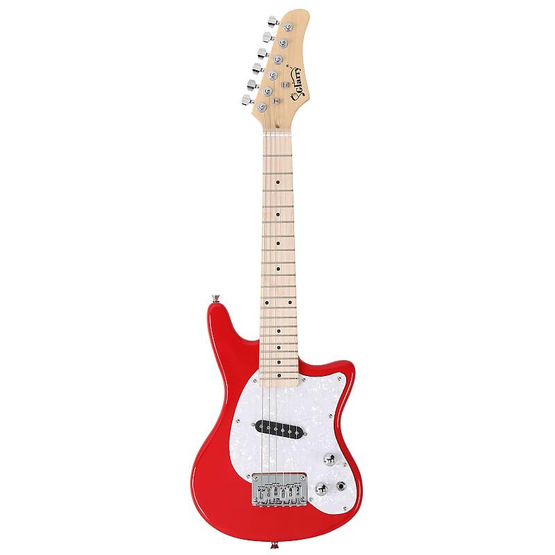 

Электрогитара Glarry 30in Maple Fingerboard Mini Electric Guitar Kit with 5W Amplifier Bag String Shoulder Strap Plectrum Cord Wrench Tool 2020s - Red