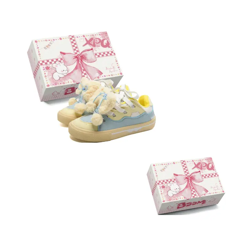 

XPQ Антискользящие и износостойкие балансировочные легкие увеличивающие рост низкие скейтбордские кроссовки унисекс Custard Kitten с бантиком, цвет Custard Kitten with Bowknot