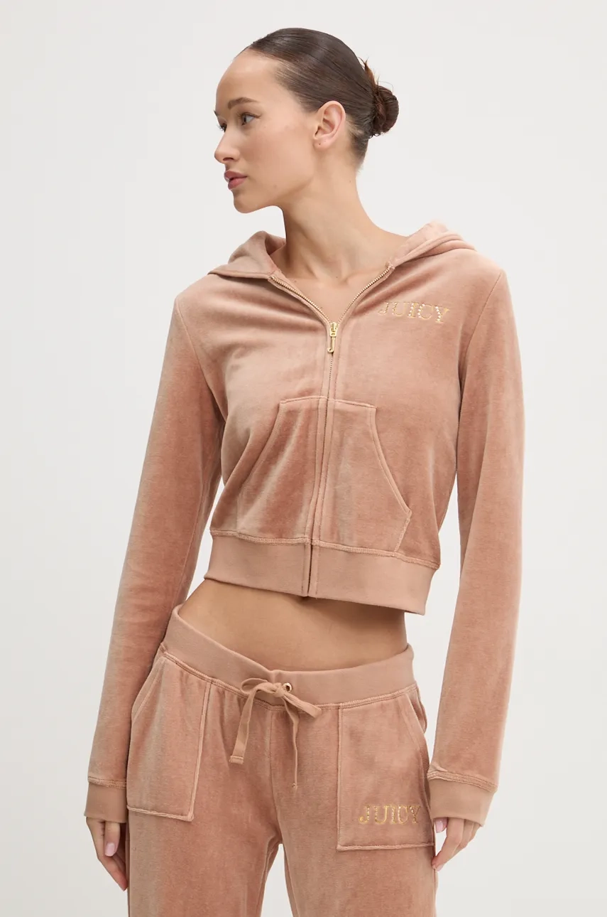 

HERITAGE CROWN ROBYN HOODIE бархатный свитшот Juicy Couture, коричневый