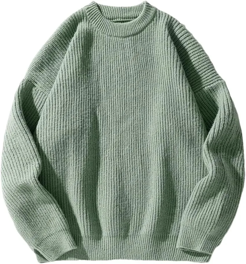 

Мужской зимний свитер вязаный свободный черно-белый пуловер ERFMFKL