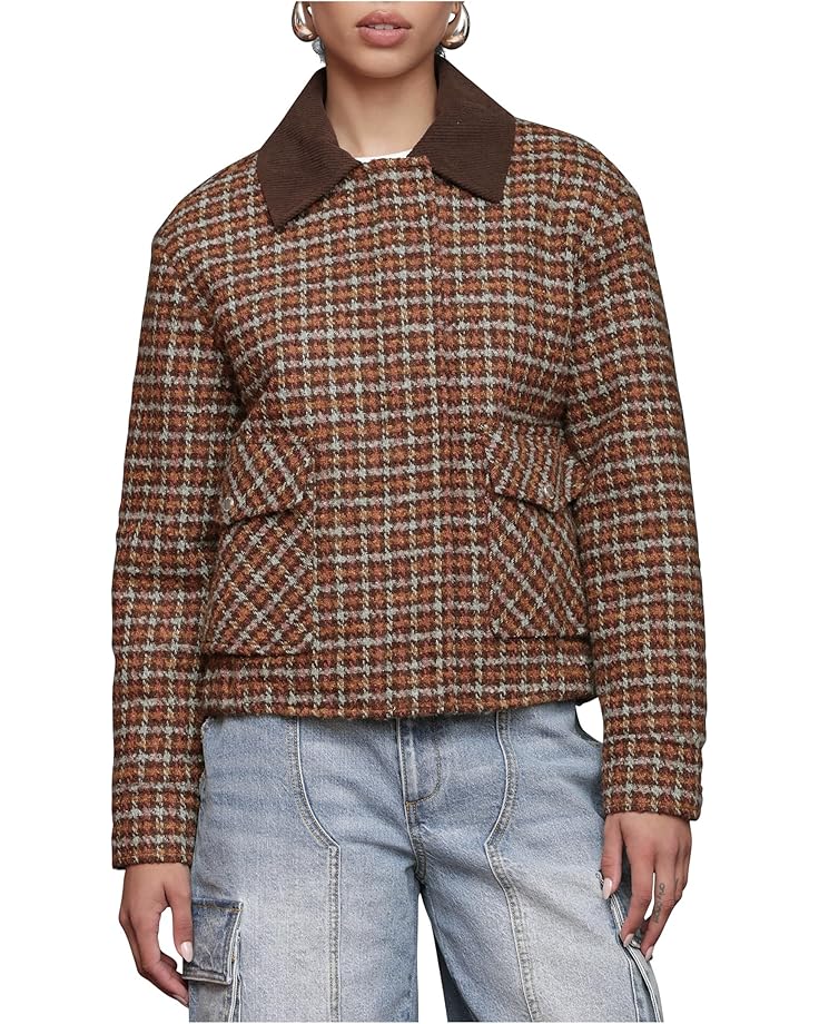 

Женское пальто-бомбер Avec Les Filles Oversized Tweed, Brown/Blue Plaid