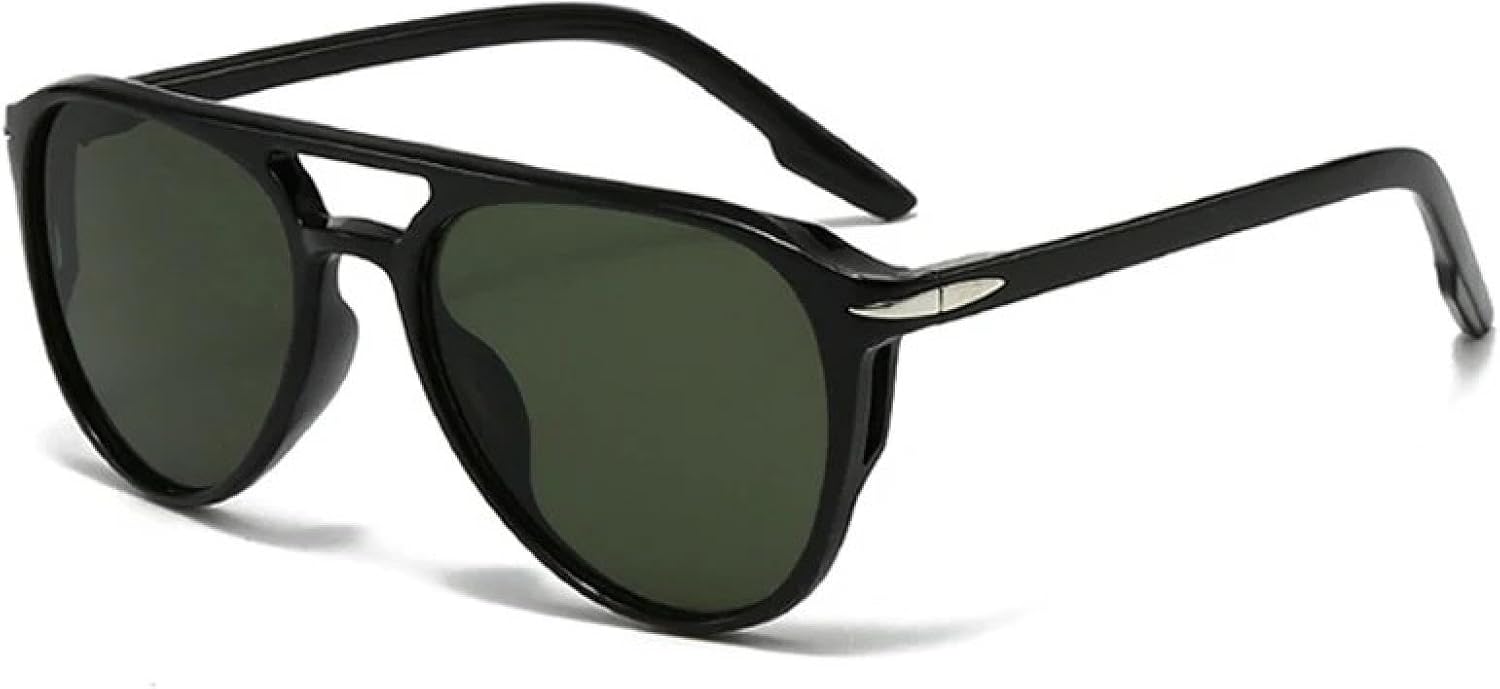 

Модные женские солнцезащитные очки с двойной перемычкой, роскошные мужские солнцезащитные очки в стиле ретро с заклепками, защита от УФ-излучения UV400 TVTBBVV, Black Dark Green