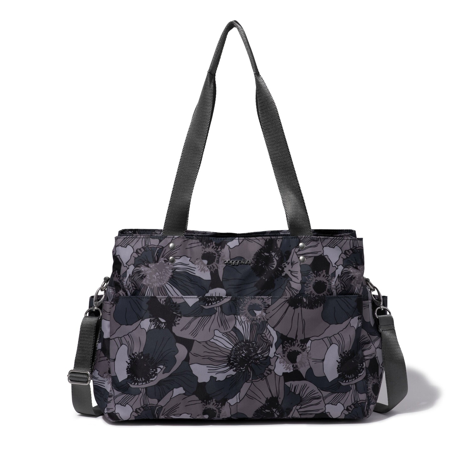 

Baggallini Женская большая сумка The Only Bag с ремешком через плечо, цвет Grey Poppy