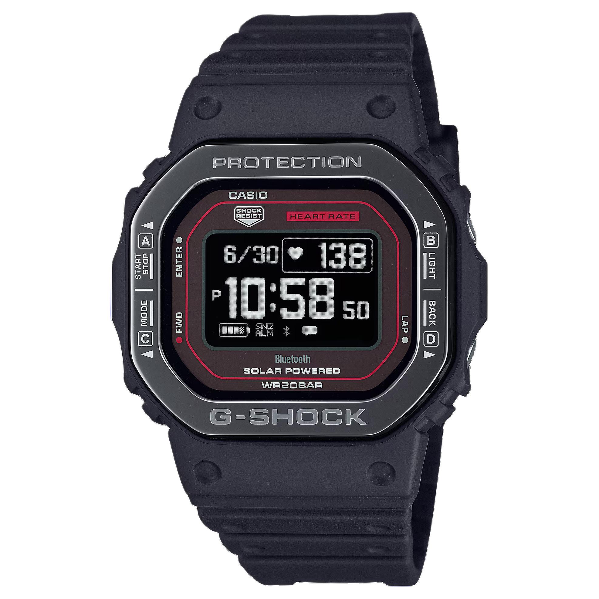 

CASIO Часы 5600 Collection Solar Quartz Movement Resin Strap Watch Men's Watch Black Dial, Black Dial