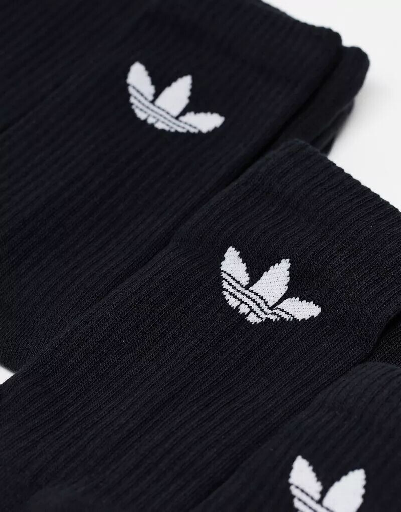 Набор из 6 черных носков adidas Originals с логотипом в виде трилистника — фото 3