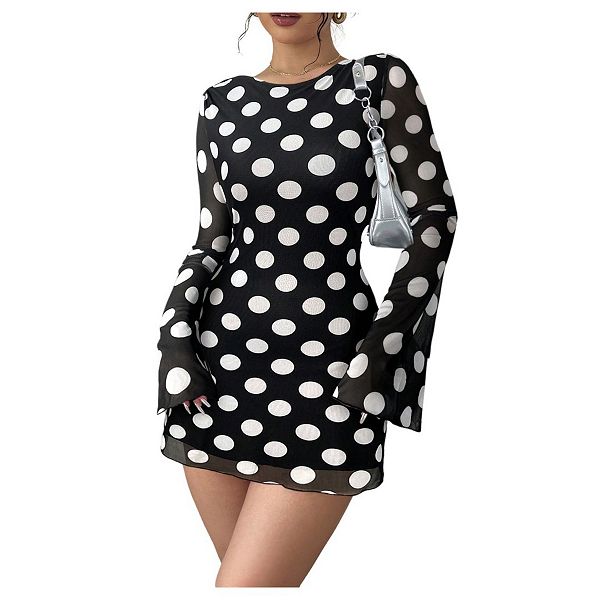 

Женское винтажное платье с кружевным поло и длинными рукавами Yesfashion, Black
