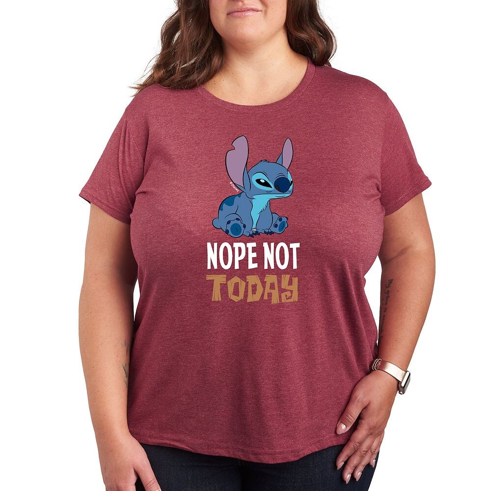 

Футболка больших размеров Disney's Lilo & Stitch с графическим рисунком Nope Not Today Licensed Character, цвет Dark Red