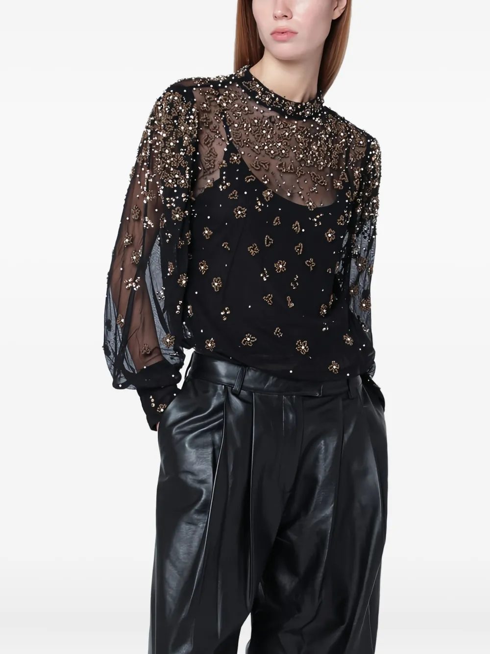 

Блузка с бисером FARM Rio, черный
