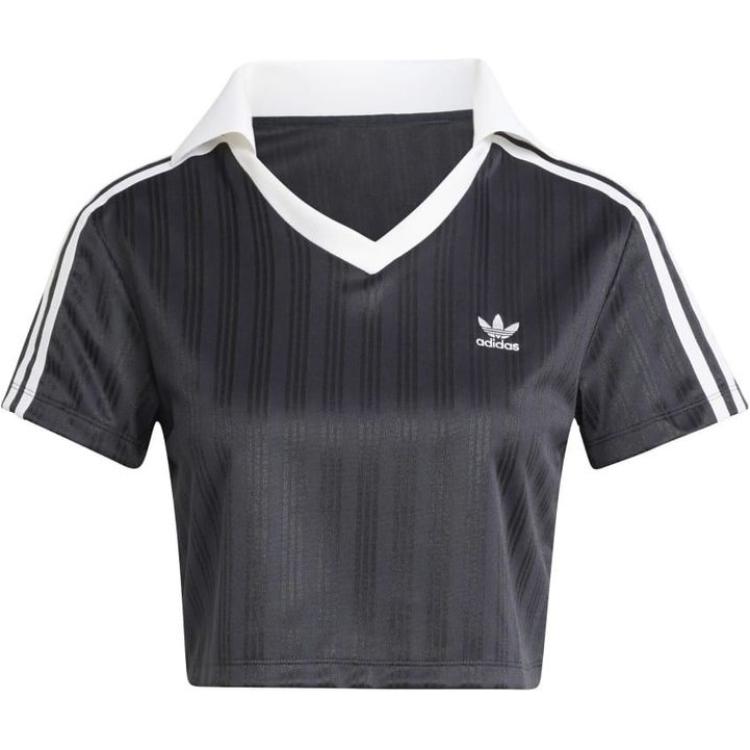 Adidas футболка поло с v-образным вырезом укороченная Adidas Originals, черный — фото 3