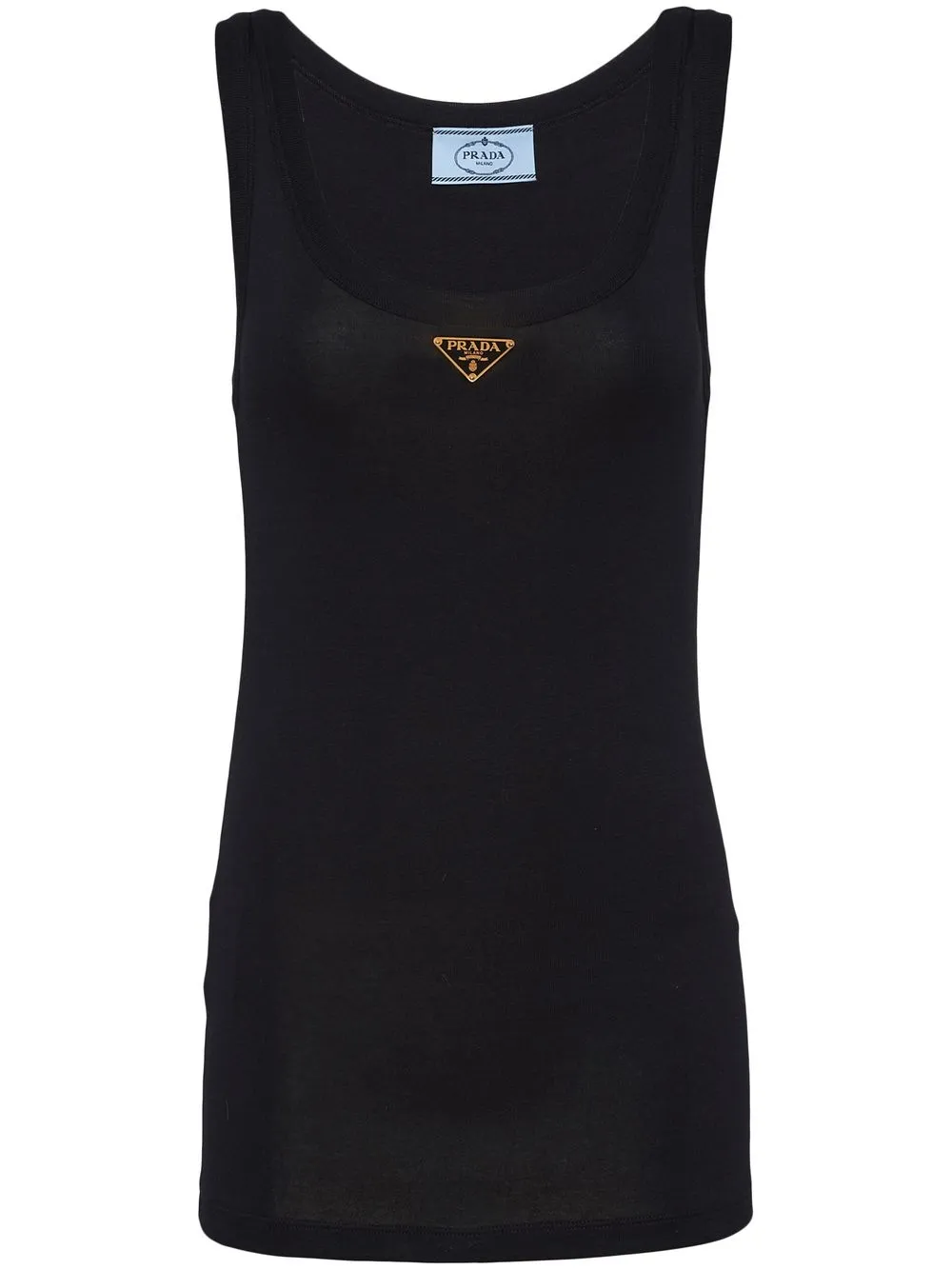 

Топ из джерси в рубчик Prada, черный