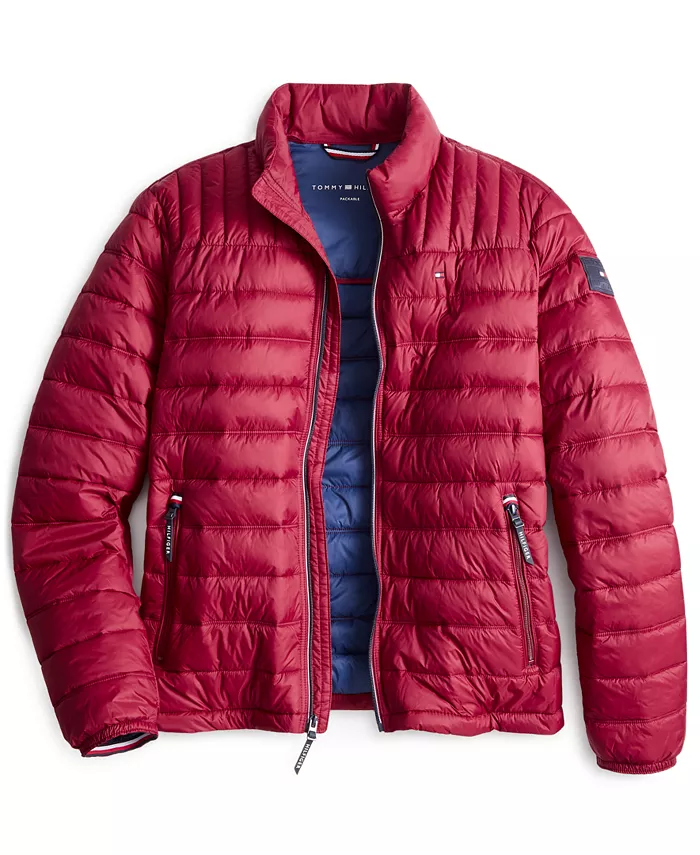Мужская складная стеганая пуховая куртка Tommy Hilfiger, красный — фото 3