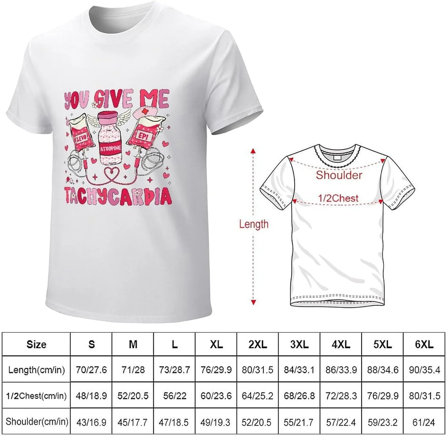 Футболка You Give Me Tachycardia Medical Valentine Nurse модная мягкая дышащая повседневная топ эстетичная новинка Generic, белый — фото 3