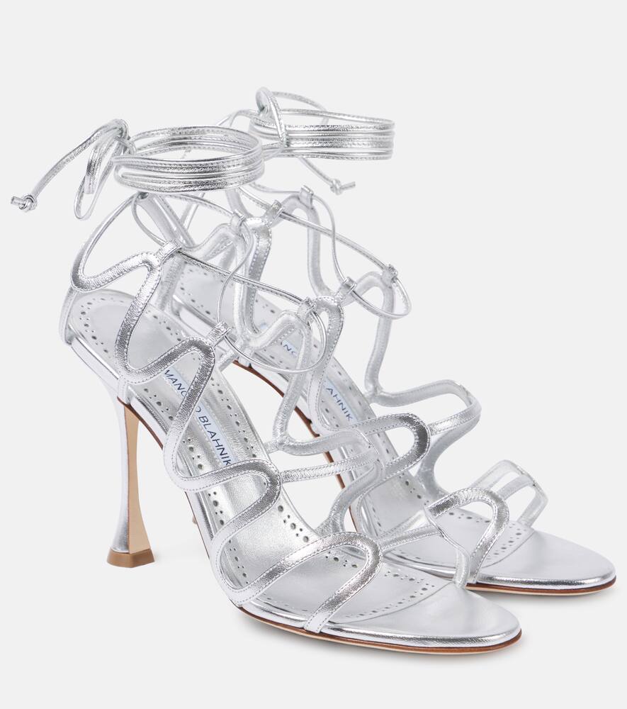 Fawda 105 сандалии из металлизированной кожи Manolo Blahnik, 0454 Silv
