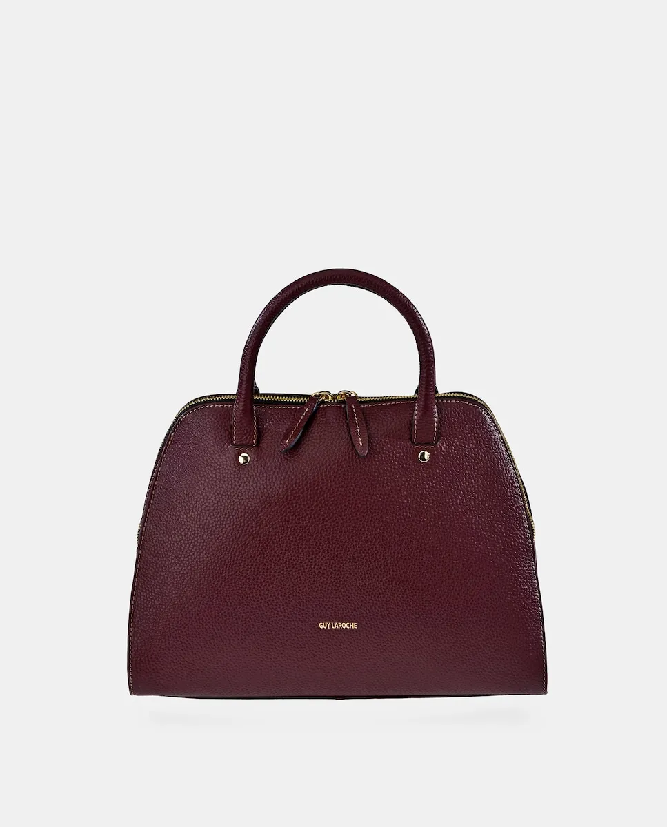 

Кожаная дорожная сумка с ручками и плечевым ремнем Guy Laroche, бордовый