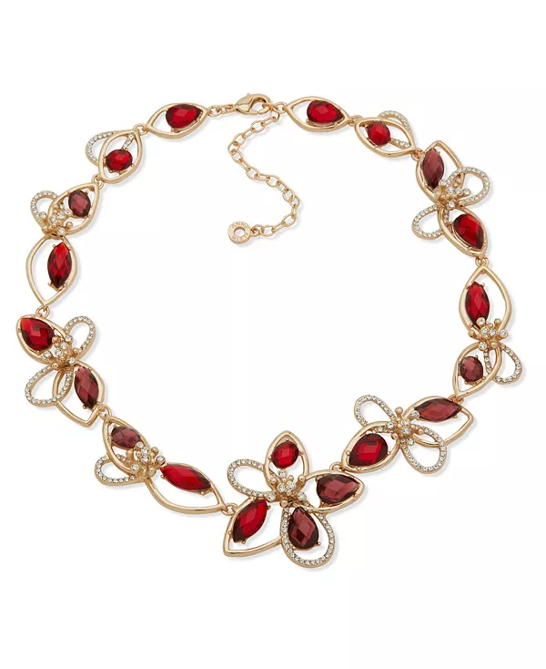 

Ожерелье с цветочным узором из золотистых камней Anne Klein, red
