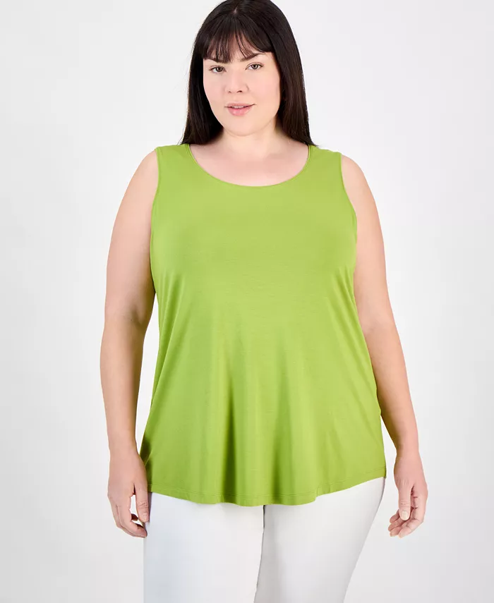 

Женская блузка без рукавов с круглым вырезом Plus Size JM Collection, зеленый