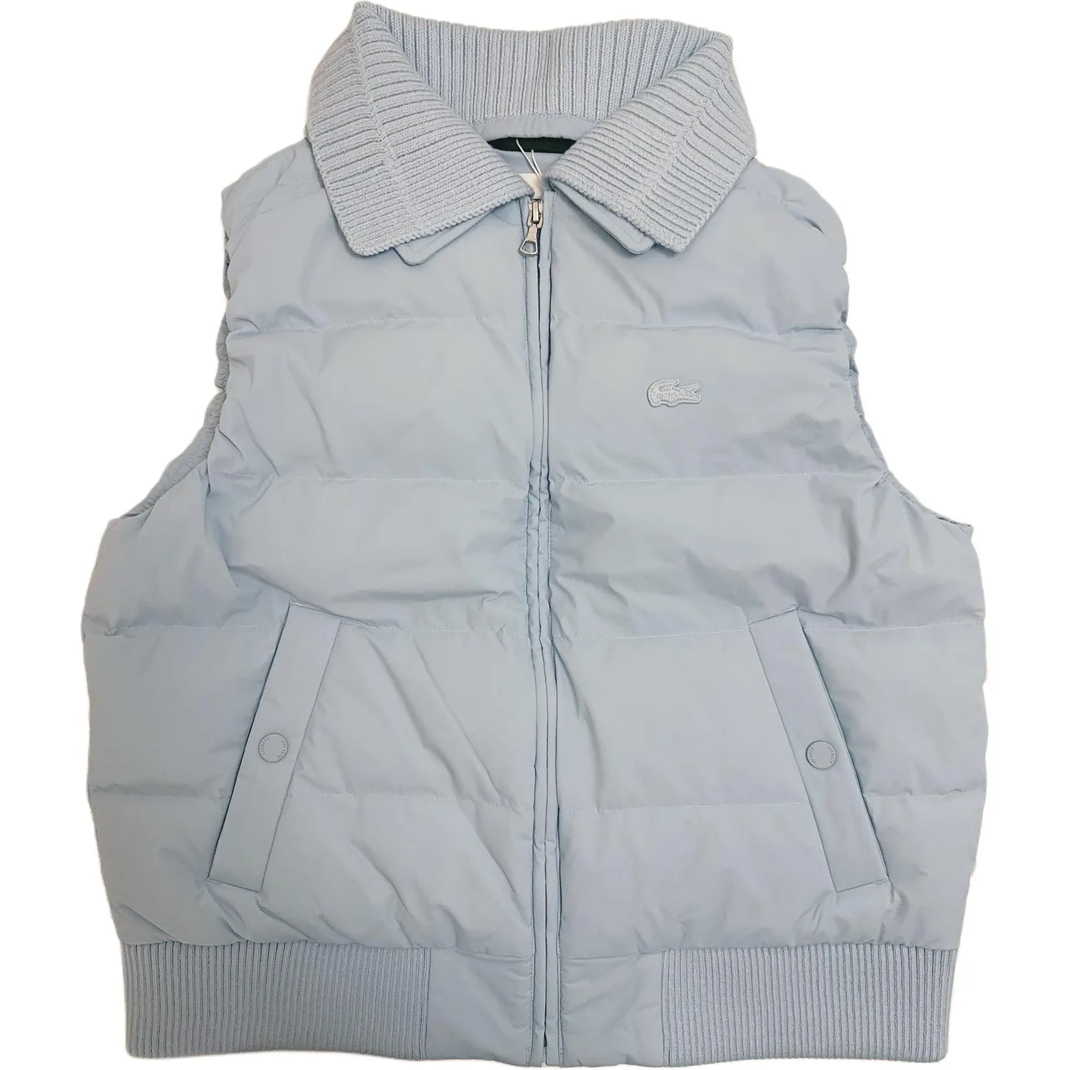 Пуховик женский LACOSTE, с лацканами, голубой