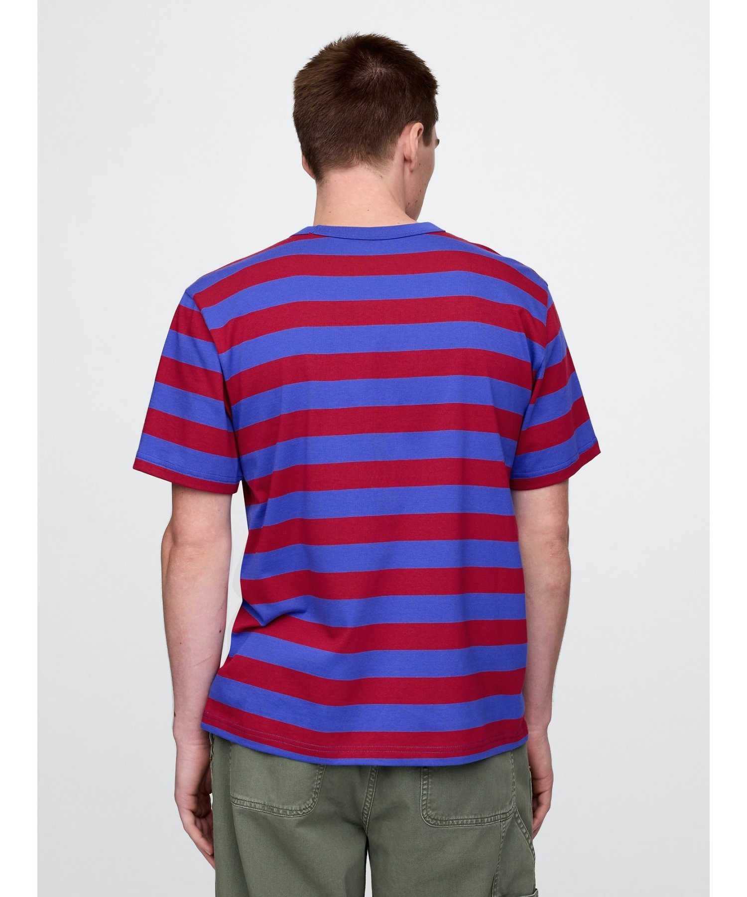 (M) Оригинальная футболка GAP, BLUE_PINK_STRIPE