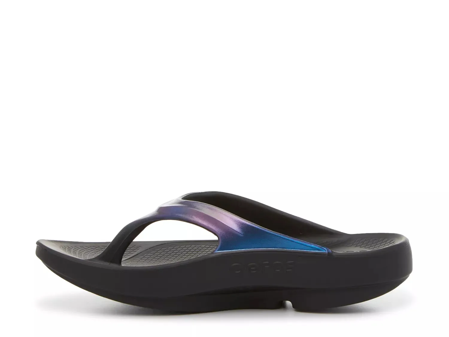 OOFOS OOlala Luxe Flip Flop - женские, темно-фиолетовые переливающиеся — фото 3