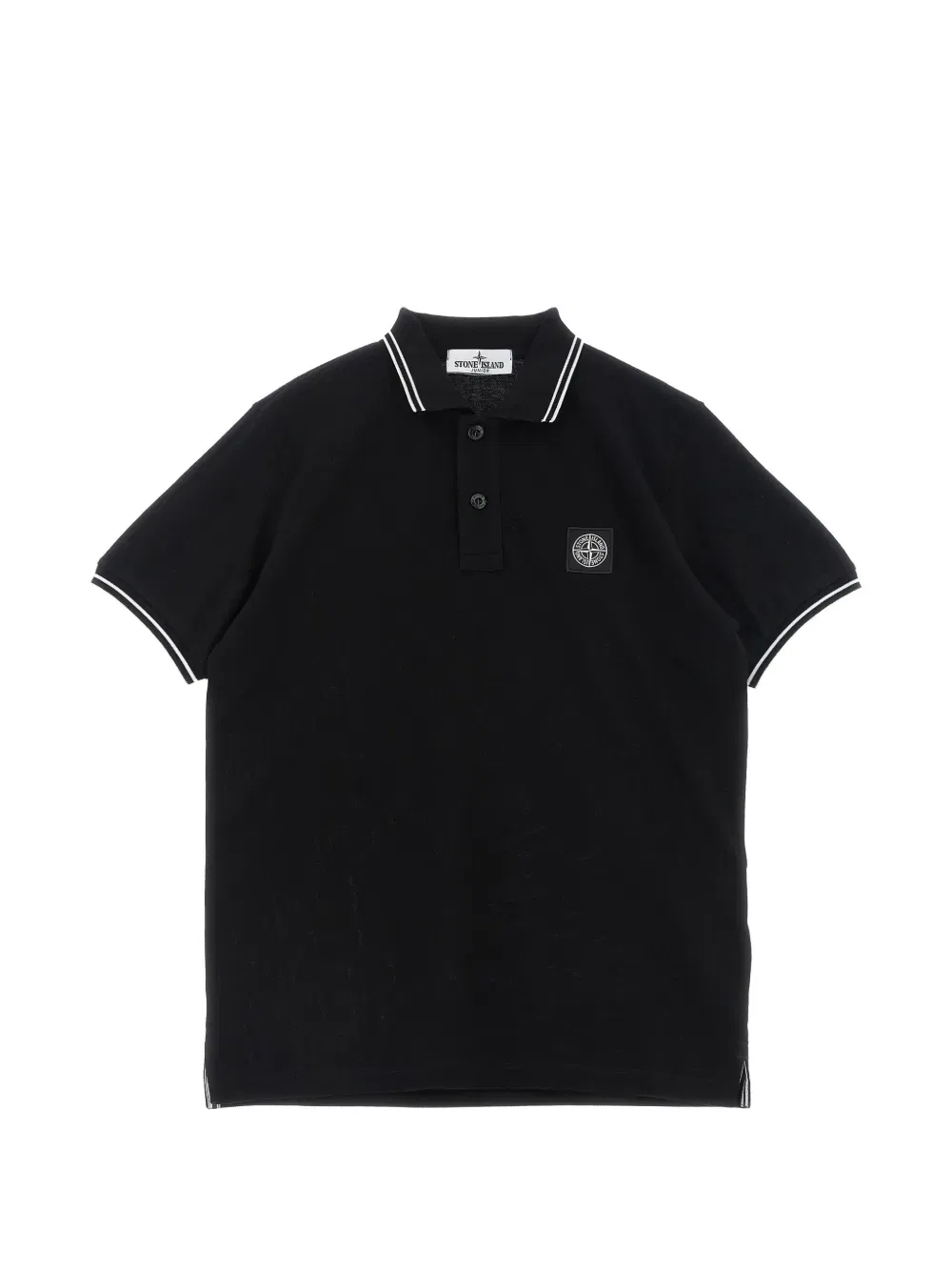 Поло с нашивкой с логотипом Stone Island Junior, черный