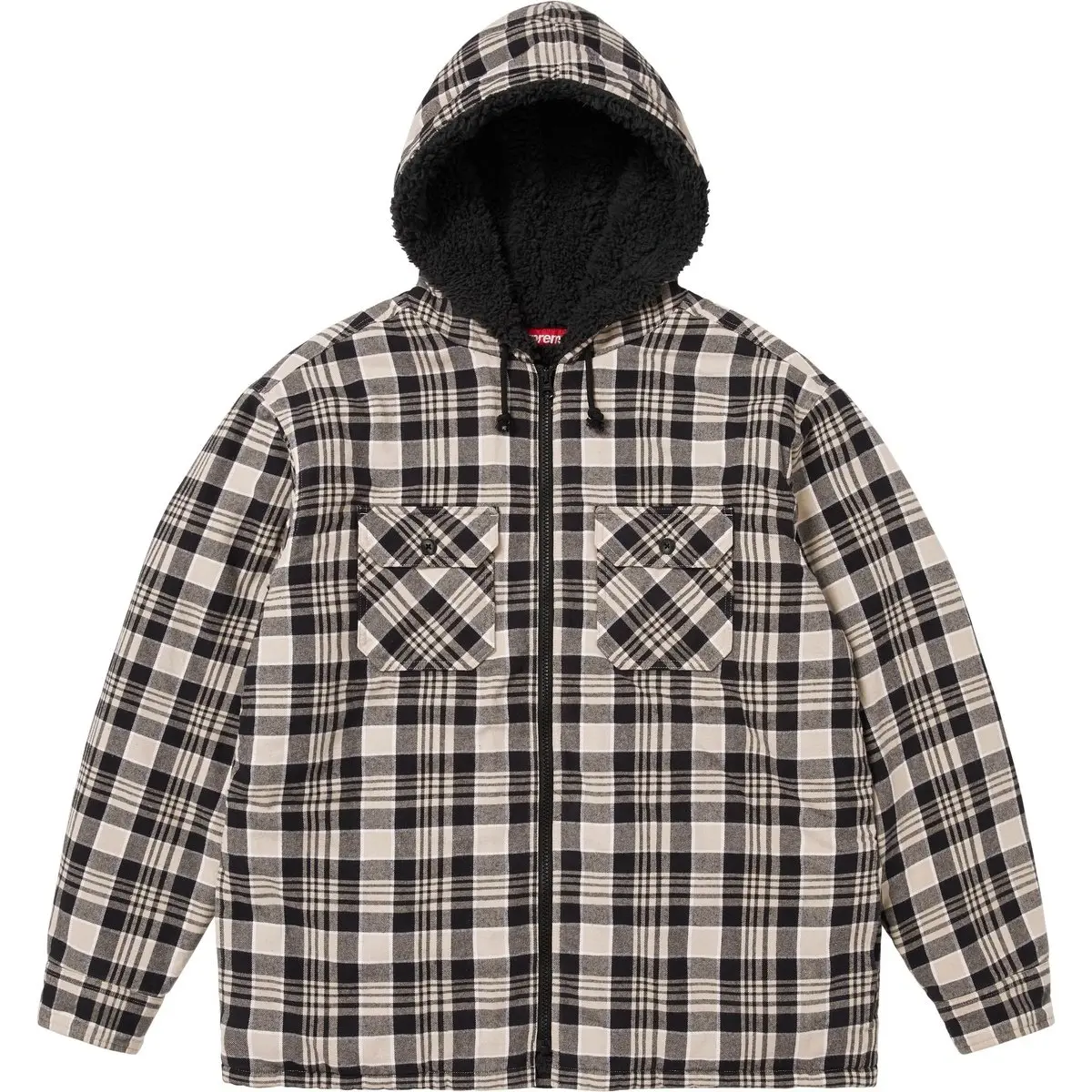 

Рубашка FW25 WEEK10 Lined Zip Up Hooded Flannel Shirt Unisex Supreme, серый