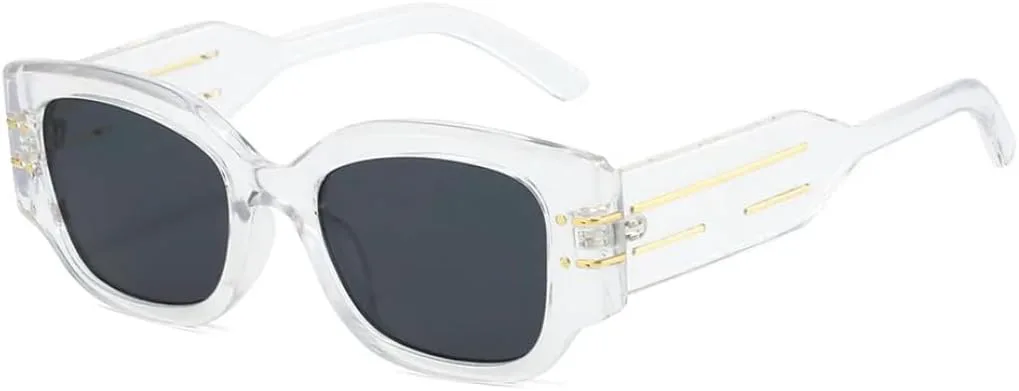 

Винтажные женские солнцезащитные очки класса люкс с заклепками, зеленые и серые оттенки, мужские модные панк-солнцезащитные очки UUPTTPL, Transparent Black