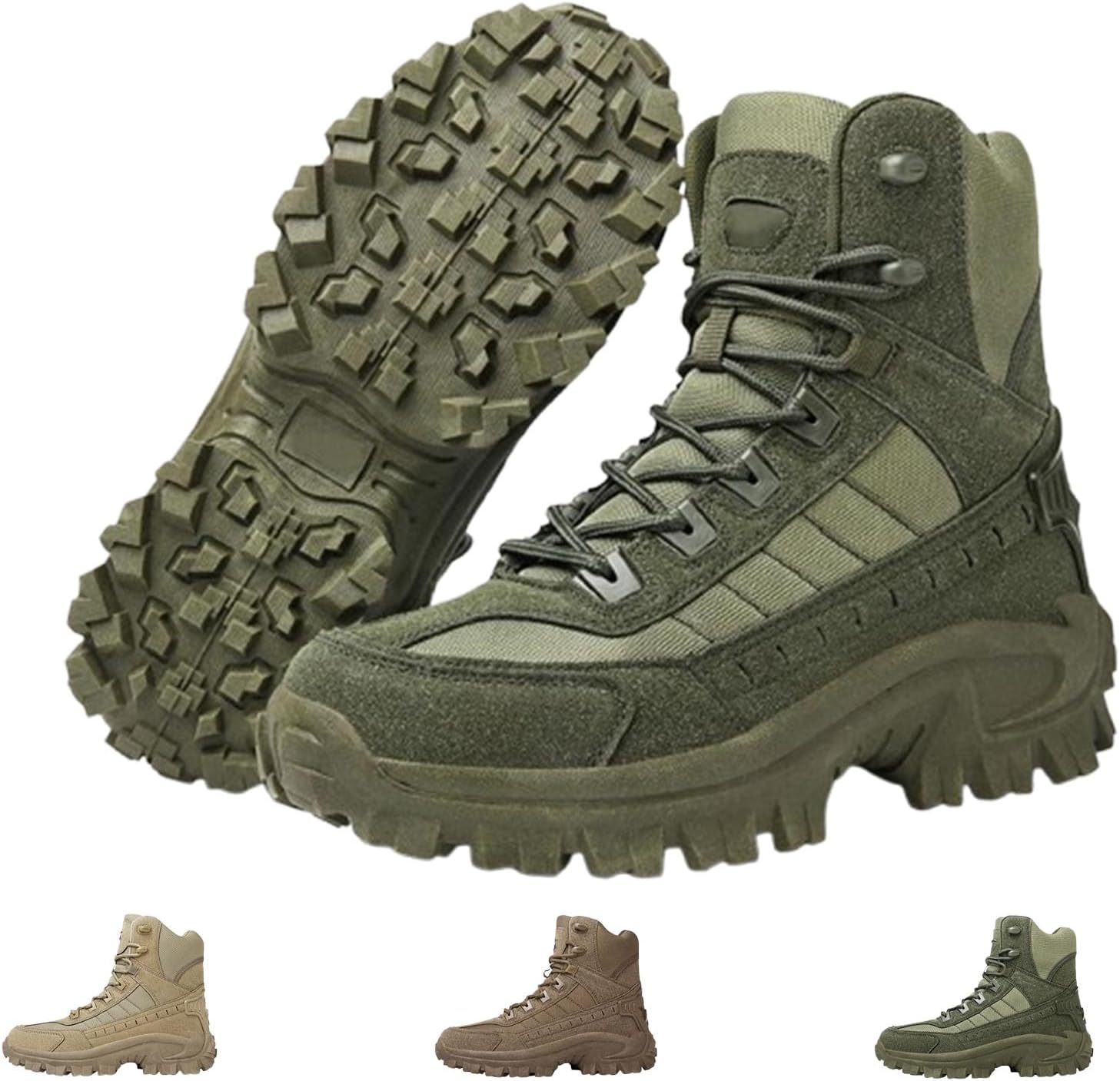 

Мужские водонепроницаемые ботинки с боковой молнией для улицы, высокие походные легкие удобные мотоциклетные боевые ботинки, для активного отдыха и спорта Generic, зеленый