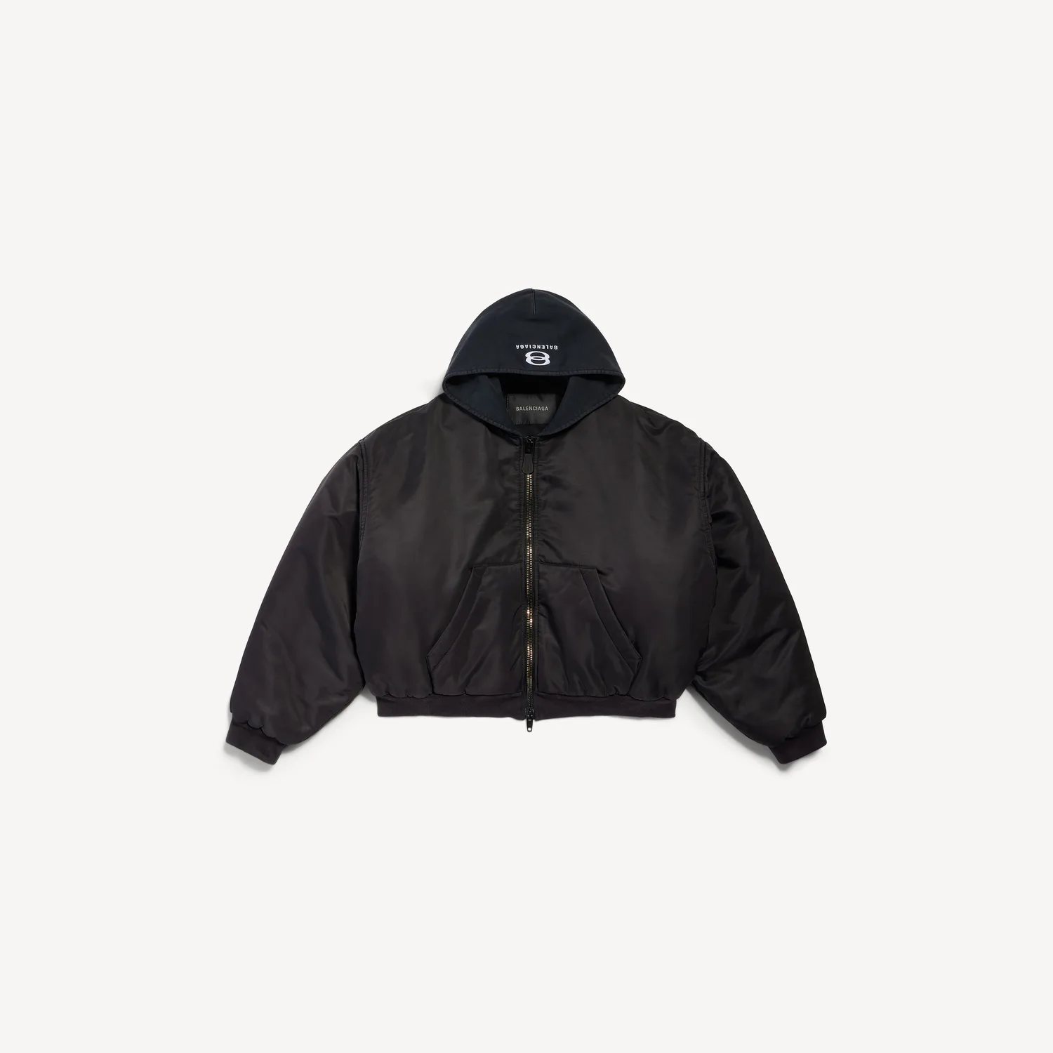 BALENCIAGA Бомбер с капюшоном черного цвета