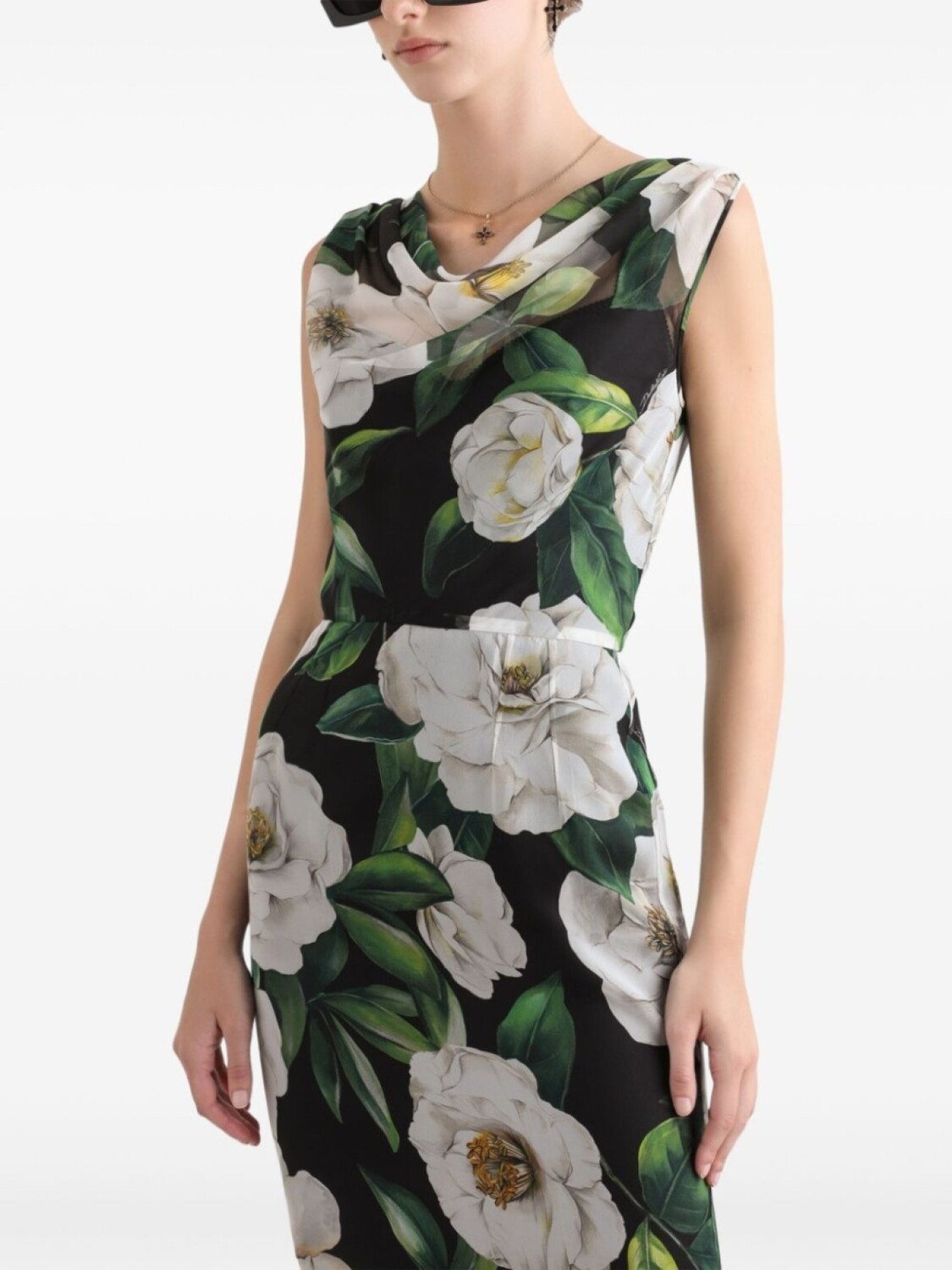 Платье мини с цветочным принтом Dolce & Gabbana, черный — фото 4