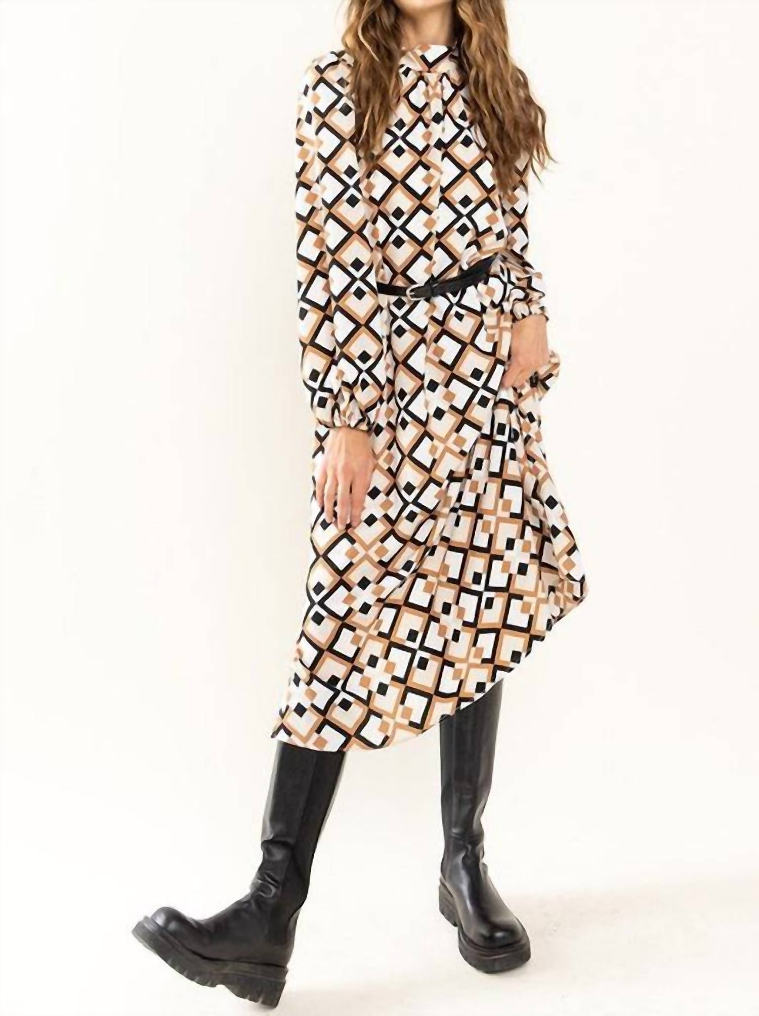 

Платье-миди с принтом Gia и геометрическим принтом Ces Femme, цвет geometric print