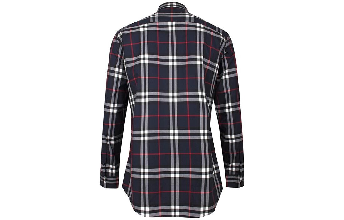 Рубашка Burberry из хлопкового поплина, клетка, темно-синий — фото 4