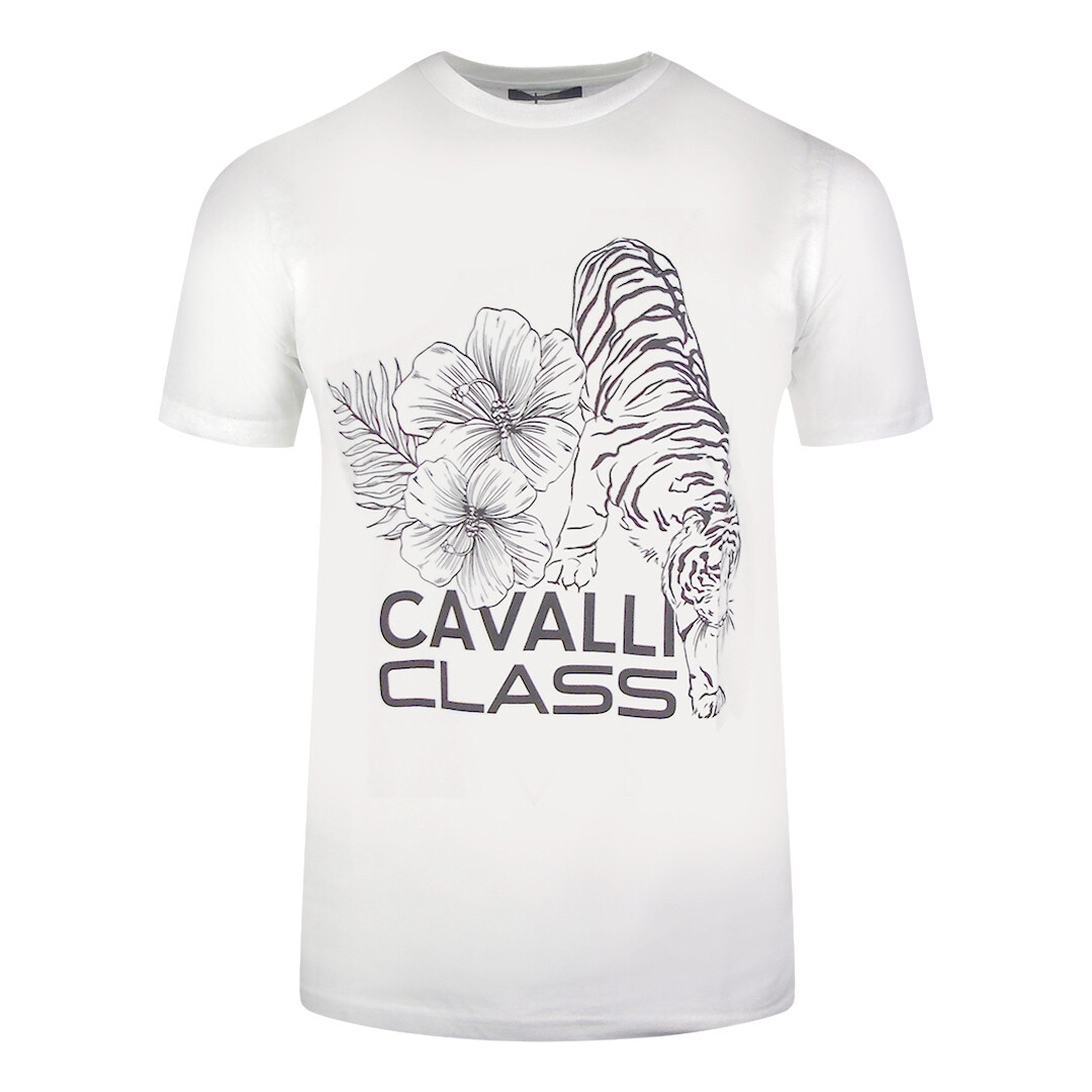 

Футболка it с цветочным тигровым узором класса cavalli Cavalli Class, белый