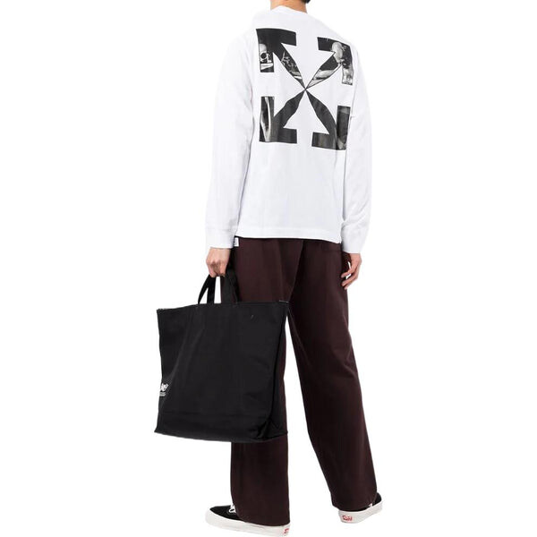 Футболка Men's OFF-WHITE SS22 Logo Printing Long Sleeves White T-Shirt, белый — фото 3