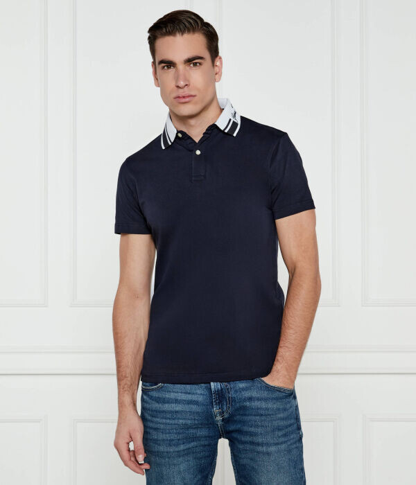 

Поло мужское Guess Jeans с контрастным воротником, синий