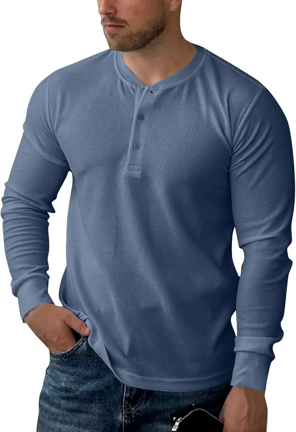 

Мужская футболка Henley с длинным рукавом, Solid Color, M-3XL RTRDE