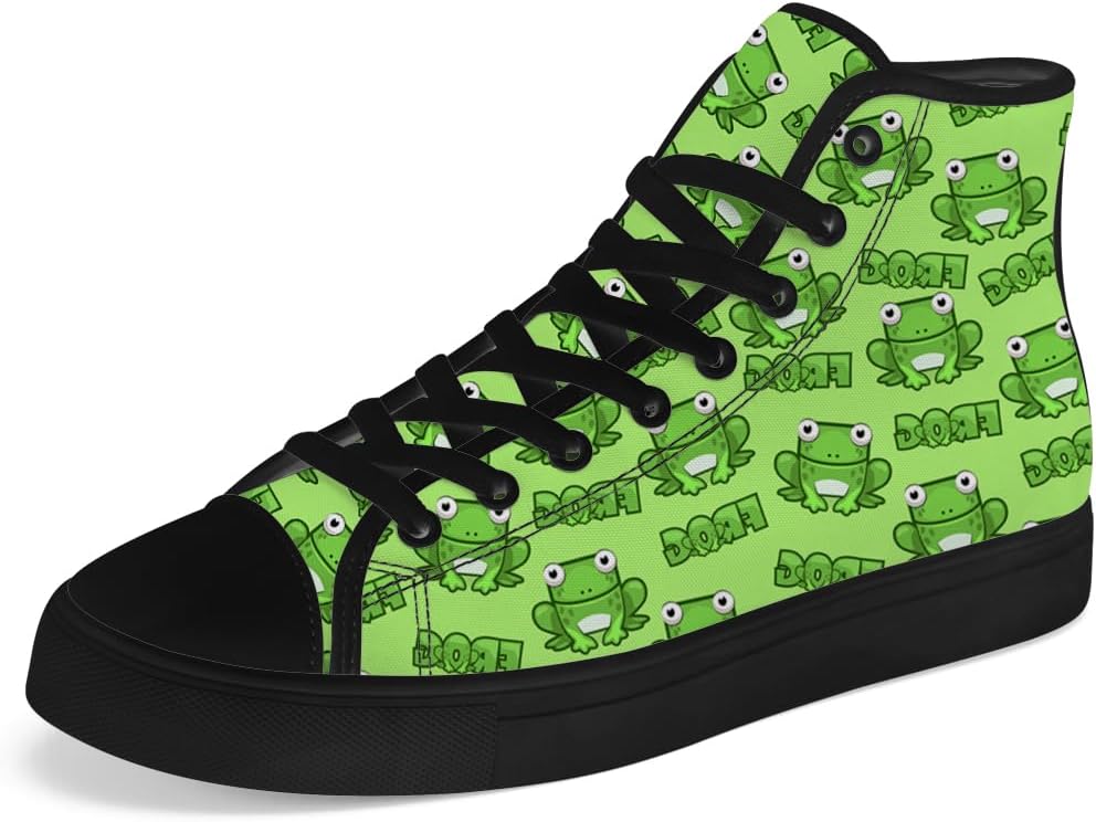 

Мужские и женские высокие кеды на шнуровке chebing с лягушкой, повседневные кроссовки на высокой подошве, зеленый