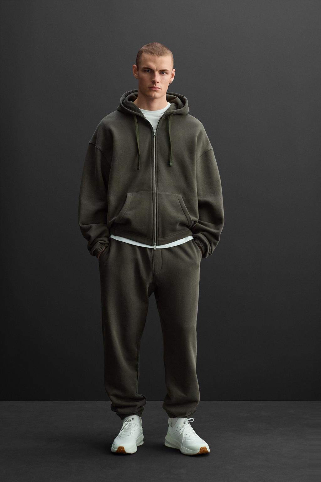 

Толстовка с капюшоном на молнии ZARA, зеленый