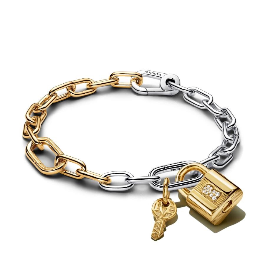 

Подарочный набор Pandora Two Tone Lock and Key Bracelet and Charm Set, покрытие - золото