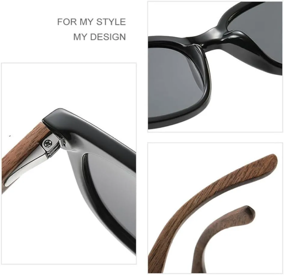 

Винтажные поляризованные солнцезащитные очки MUTYNE для женщин и мужчин в черной бамбуковой оправе, роскошные очки с защитой от УФ-излучения UV400, Leopard Black