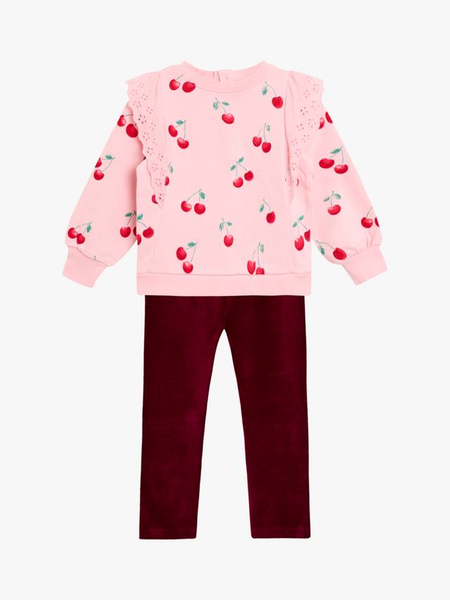 

Детский комплект из хлопкового худи с вишнями и леггинсов JoJo Maman Bébé, Pink