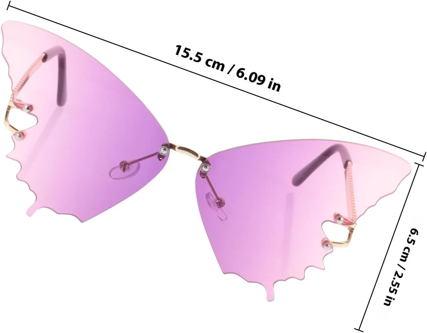 

2 пары солнцезащитных очков-бабочек для женщин, модные солнцезащитные очки с градиентными линзами и золотой оправой для пляжа и лета WRITWAA, Assorted Color