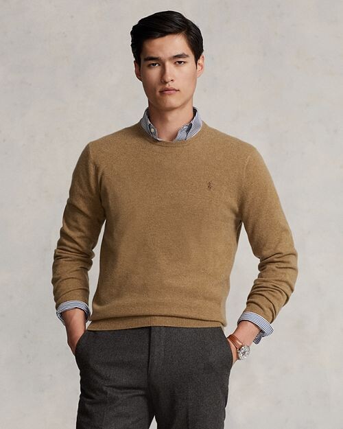 

Шерстяной свитер обычного кроя с круглым вырезом Polo Ralph Lauren, цвет Brown