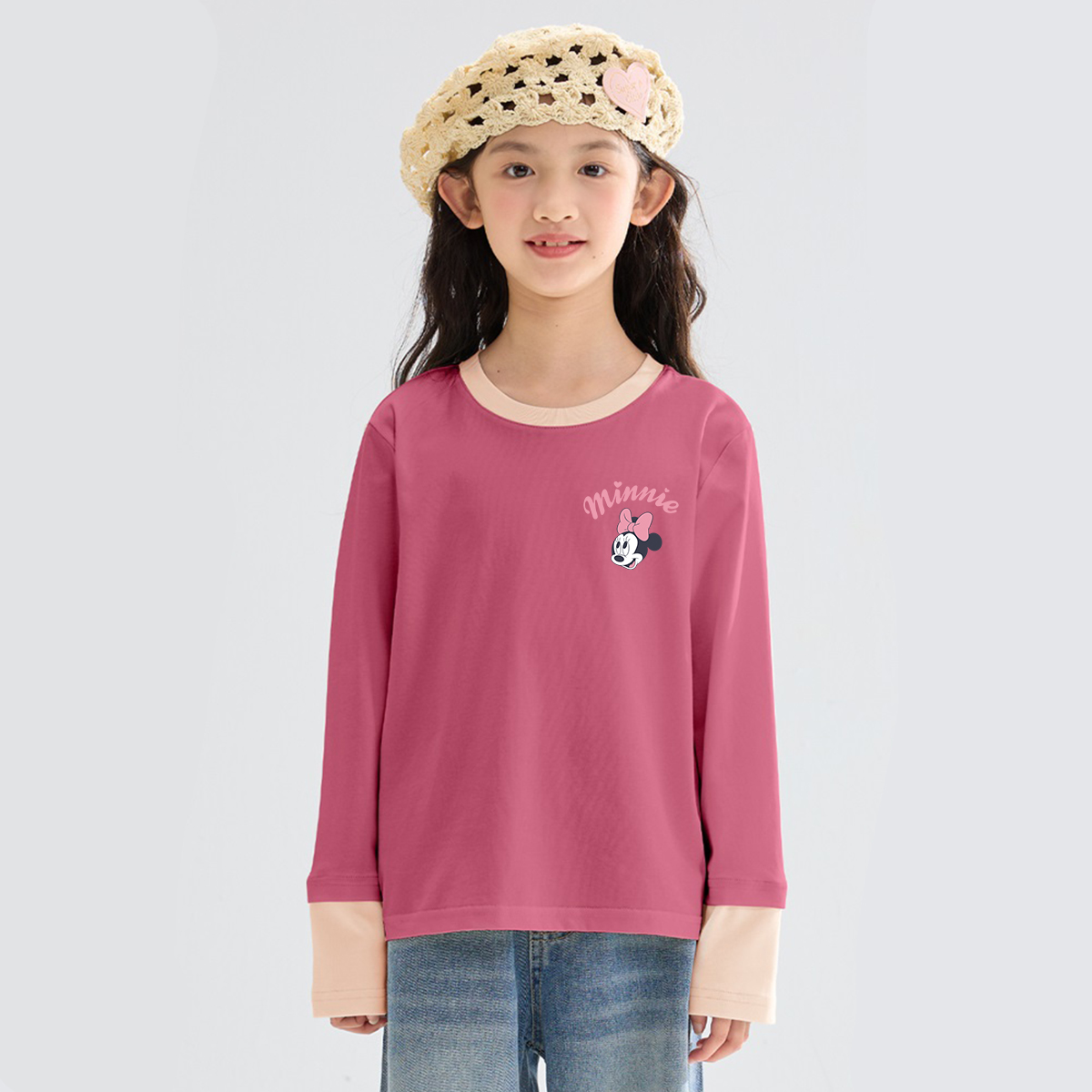 Детская повседневная спортивная одежда Disney, Dile Play K Rose Red+Solid Color Sea Salt Blue — фото 3
