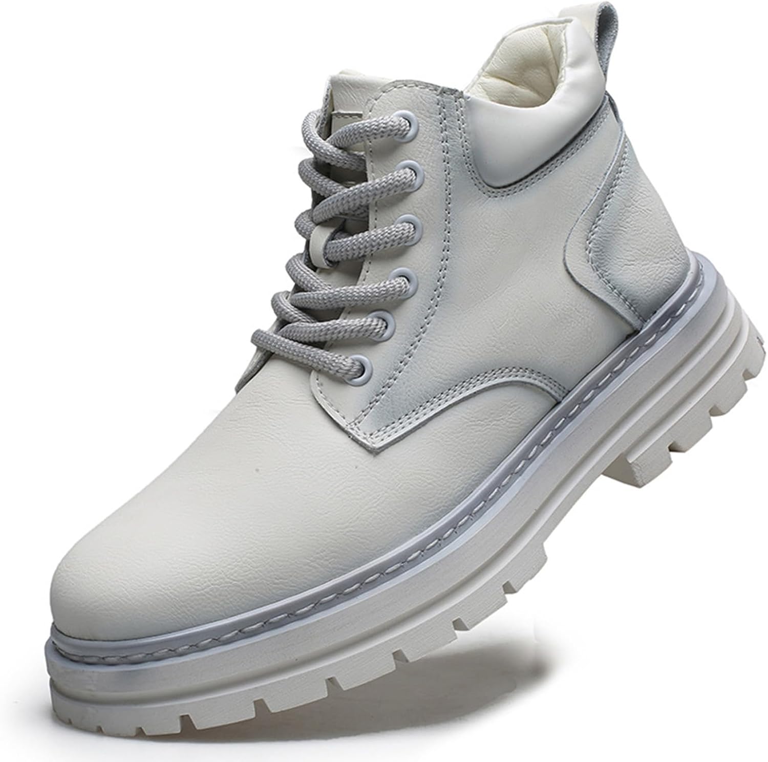 

Мужские ботинки с толстой рифленой подошвой, кожаные, на шнуровке, с круглым носком, массивным каблуком, платформой, противоскользящие, мотоциклетные, рабочие, чукка, модные, деловые, оксфорды Oxngdmdm, белый