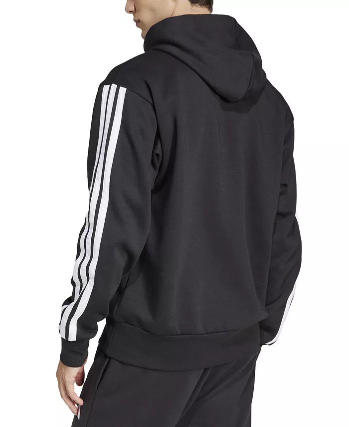 Мужская базовая толстовка с капюшоном из флиса с тремя полосками Adidas, черный — фото 2
