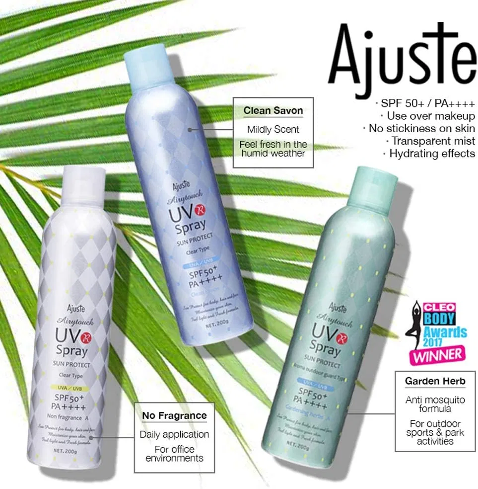 Спрей-санскрин Ajuste UV Spray SPF50+ PA+++ 200 г, голубой — фото 3