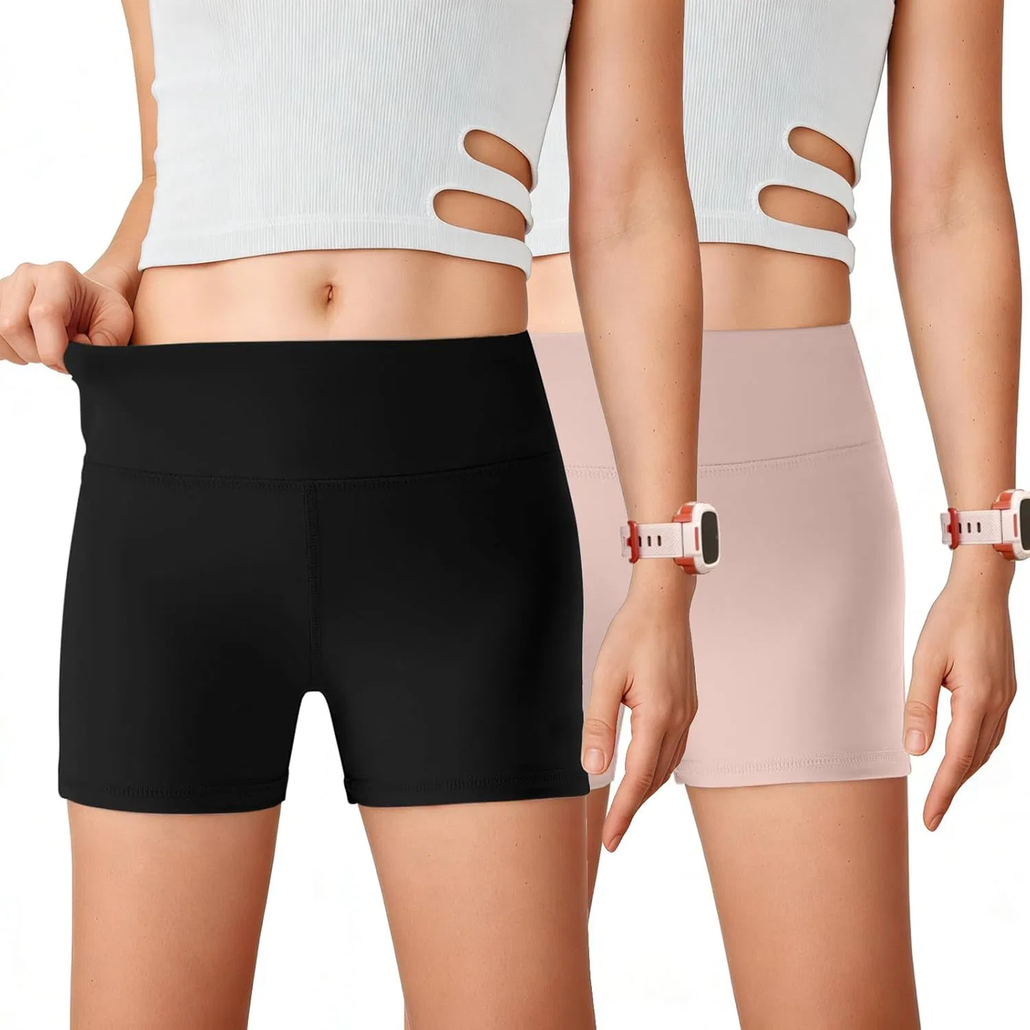 Шорты для девочек 2 шт, Seiciviy, Black/Nude Pink